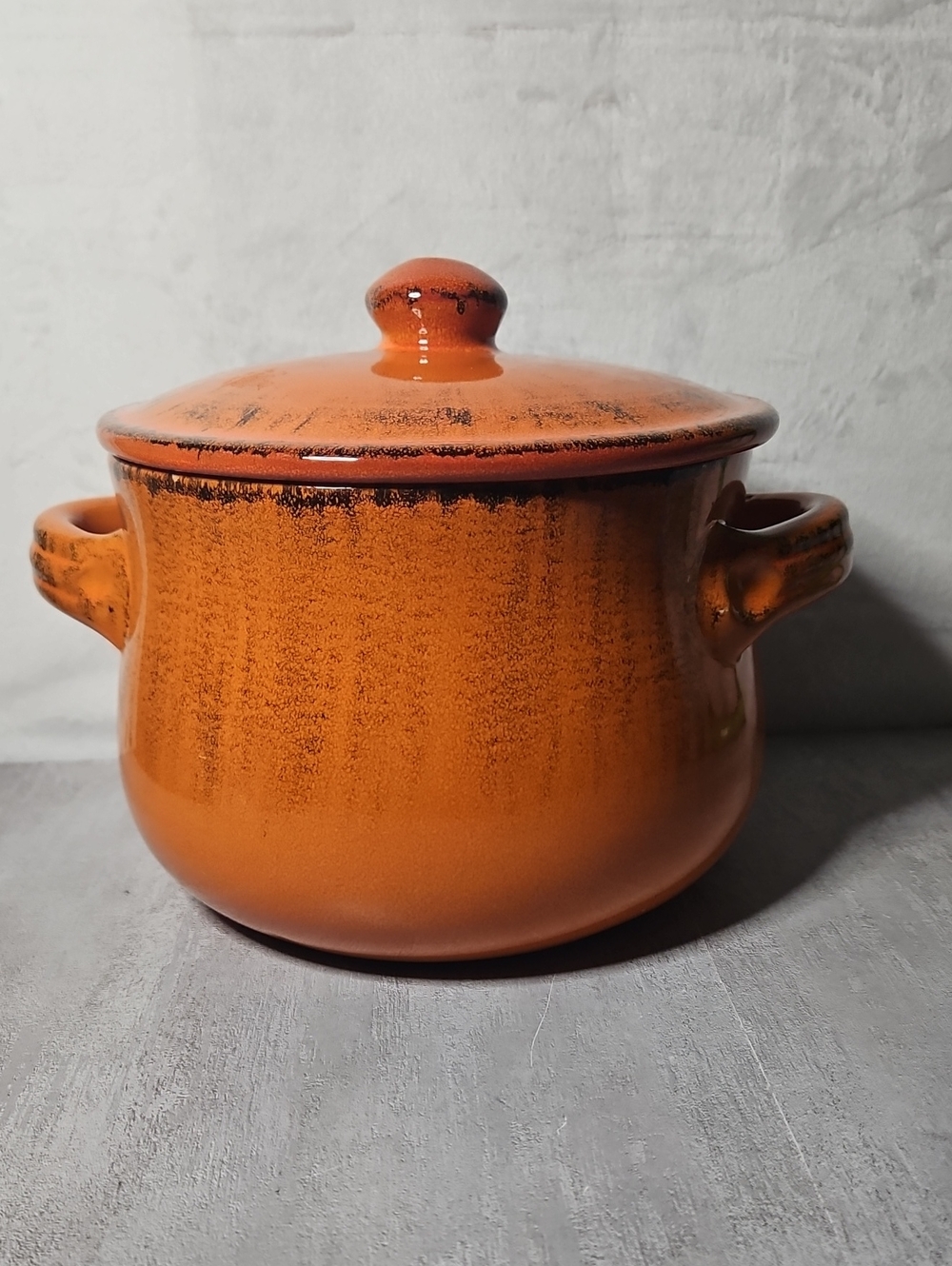 De Silva Pottery Terracotta Casserole Dish, Italian Orange Clay Bean Pot, Rustic